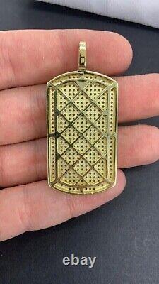 14K Yellow Gold Plated 2Ct Lab Created Diamond Men's Dog Tag Pendant Charm