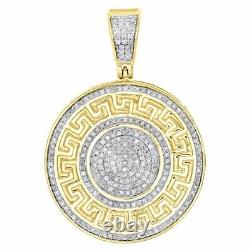 14K Yellow Gold Plated 2Ct Round Moissanite Greek Key Medusa Medallion Pendant