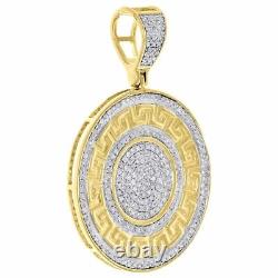 14K Yellow Gold Plated 2Ct Round Moissanite Greek Key Medusa Medallion Pendant