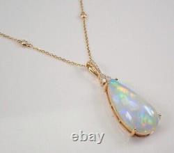 14K Yellow Gold Plated 3Ct Pear Cut Natural Fire Opal Teardrop Necklace Pendant