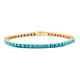 14k Yellow Gold Plated 3ct Round Cut Turquoise Lab Created Women Tennis Bracelet