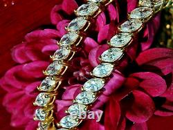 14K Yellow Gold Plated 5Ct Marquise Lab-Created Diamond Women's Tennis Bracelet