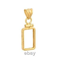 14K Yellow Gold Plated Bar Bezel Screw Top Frame Mounting Holder pendent charm