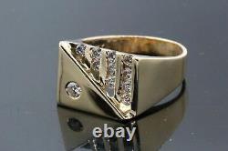 14K Yellow Gold Plated Channel Set Men's Engagement Wedding Ring 1.89Ct Diamond