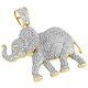 14k Yellow Gold Plated Moissanite Elephant Trunk Pendant 1.55 Pave Charm 2ct