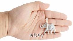 14K Yellow Gold Plated Moissanite Elephant Trunk Pendant 1.55 Pave Charm 2CT