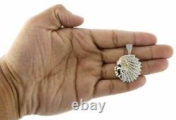 14K Yellow Gold Plated Moissanite Pendant Native American Mens Pave Charm 2Ct