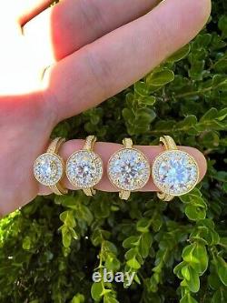 14K Yellow Gold Plated Real 1.7ct-4.7ct MOISSANITE Halo Engagement Promise Ring