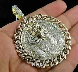 14K Yellow Gold Plated Silver 5Ct Round Cut Moissanite Egyptian Men's Pendant