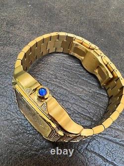 14k Gold Plated & Stainless Steel Watch Real Mens Iced CZ Hip Hop Arabic Dial