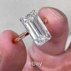 14k Rose Gold Plated 12X10 MM Emerald Cut Moissanite Birthday Gift Ring