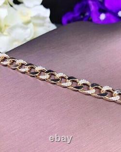 14k Rose Gold Plated 2.00 CT Diamond Miami Cuban Lab Created Bracelet 8 13mm
