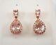 14k Rose Gold Plated Pear Cut Simulated Peach Morganite Halo Pretty Drop Earring