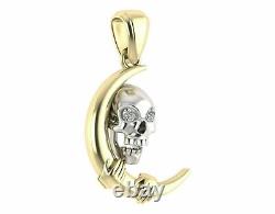 14k Two Gold Plated Silver 3.0Ct Round Cut Lab Created Diamond Halloween Pendant