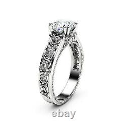 14k White Gold Plated 1.2CT Simulated Diamond Twisted Leaves Engagement Ring