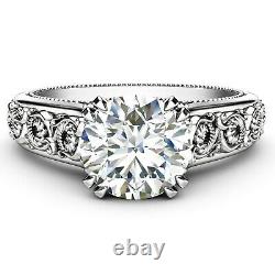 14k White Gold Plated 1.2CT Simulated Diamond Twisted Leaves Engagement Ring