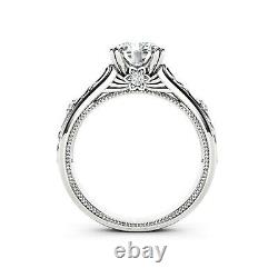 14k White Gold Plated 1.2CT Simulated Diamond Unique Art Deco Engagement Ring