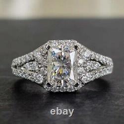 14k White Gold Plated 2.8CTW Radiant Cut VVS1 Moissanite Wedding Engagement Ring