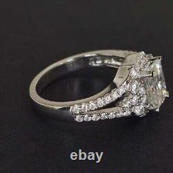 14k White Gold Plated 2.8CTW Radiant Cut VVS1 Moissanite Wedding Engagement Ring