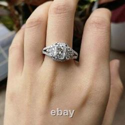 14k White Gold Plated 2.8CTW Radiant Cut VVS1 Moissanite Wedding Engagement Ring