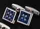 14k White Gold Plated 2ct Princess Lab Created Sapphire Cufflink Men's Jewelry