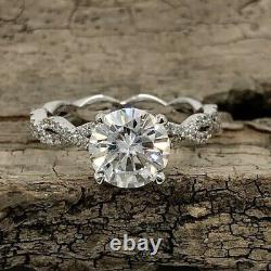 14k White Gold Plated 3.10 Ct Round Simulated Diamond Engagement Solitaire Ring