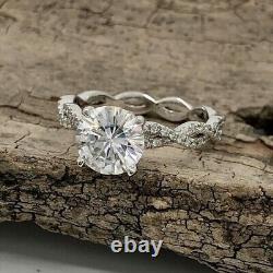 14k White Gold Plated 3.10 Ct Round Simulated Diamond Engagement Solitaire Ring