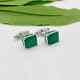 14k White Gold Plated 3ct Emerald Lab Created Emerald Weddings Cufflink Men's