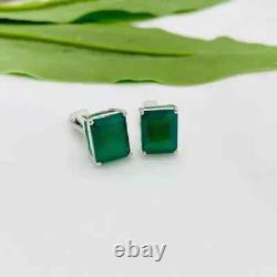 14k White Gold Plated 3Ct Emerald Lab Created Emerald Weddings Cufflink Men's