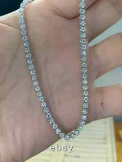 14k White Gold Plated 3MM Round Cut Lab Created Diamond Tennis Necklace