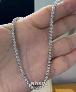 14k White Gold Plated 3MM Round Cut Lab Created Diamond Tennis Necklace