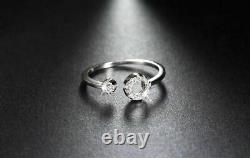 14k White Gold Plated Engagement Wedding Open Circle Ring 1.89Ct Round Diamond
