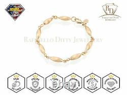 14k Yellow Gold Bracelet Beaded Link Matte Finished Ladies Unique Gift 5.8g 7.1