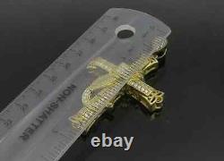 14k Yellow Gold Plated 2Ct Round Cut Diamond Lab Created Religious Cross Pendant