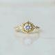 14k Yellow Gold Plated 2ct Round Cut Real Moissanite Women's Engagement Ring