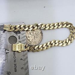 14k Yellow Gold Plated Miami Cuban 8 MM Link monaco Bracelet 8 long Box Lock