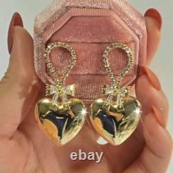 14k Yellow Gold Plated Proposal Engagement Drop Dangle Earrings 1.89 Ct Baguette