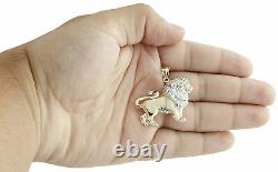 14k Yellow Gold Plated Two Tone lion Solid Metal Pendant Men's 925 Silver
