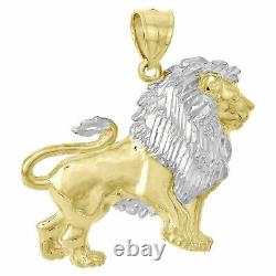 14k Yellow Gold Plated Two Tone lion Solid Metal Pendant Men's 925 Silver