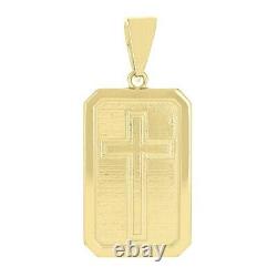 14k Yellow Gold Rectangle Plate Cross Medal Charm Pendant 1.4 5.5 grams