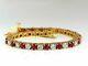 15 Ct Round Simulated Ruby & Diamond Tennis Bracelet 7.5 14k Yellow Gold Plated