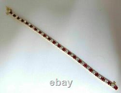 15 Ct Round Simulated Ruby & Diamond Tennis Bracelet 7.5 14k Yellow Gold Plated