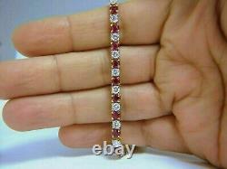 15 Ct Round Simulated Ruby & Diamond Tennis Bracelet 7.5 14k Yellow Gold Plated