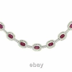 15Ct Pink Ruby Simulated Diamond Womens Choker Necklace 14k White Gold Plated