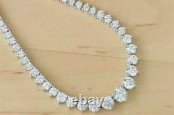 16Ct VVS1/D Round Cut Simulated Diamond Tennis Necklace 14K White Gold Plated