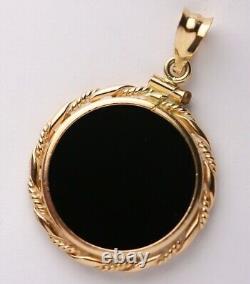 18 American Eagle Coin Shape Bezel Set Unisex Pendant 14k Yellow Gold Plated