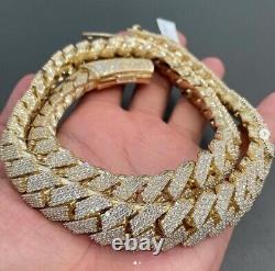 18Ct E/VS1 MOISSANITE 13mm x 24 Miami Cuban Link Chain 14K Yellow Gold Plated