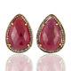 18k Gold Plated Pave Diamond Ruby Gemstone Wedding Stud Earring Jewelry