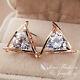 18k Yellow Gold Plated Simulated Diamond 4.0 Carat Triangle Shaped Stud Earrings