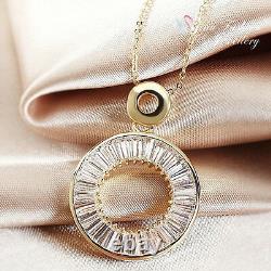 18K Yellow Gold Plated Simulated Diamond Channel-Set Baguette Circle Necklace